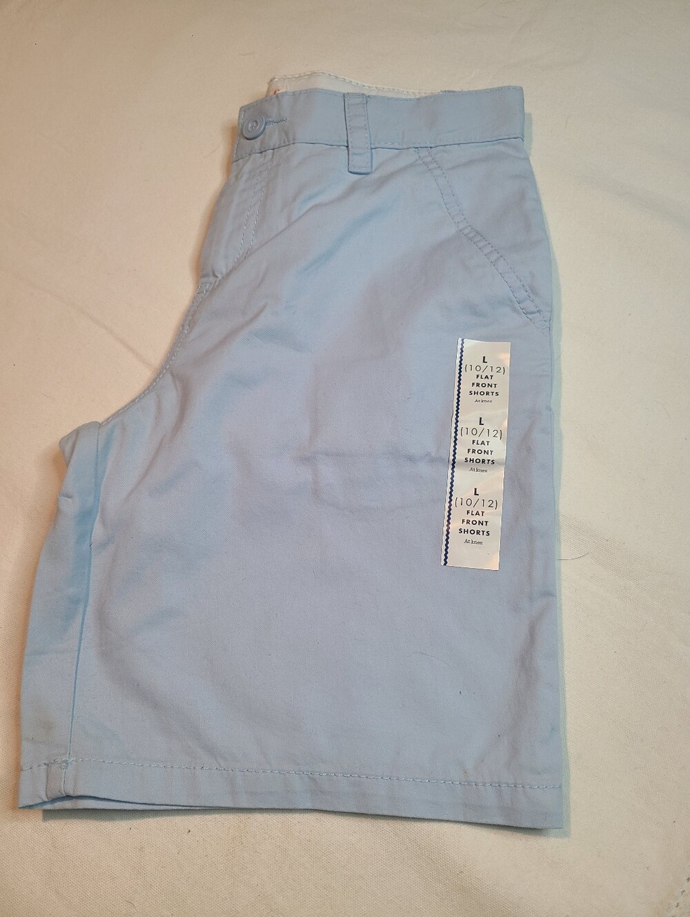 Kids  Light Blue Flat Front Shorts